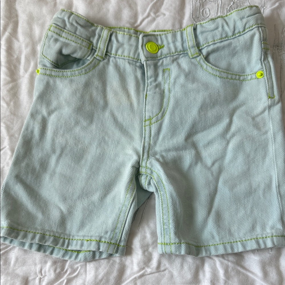 Zara Kids Mint Green Shorts with Neon Accents
